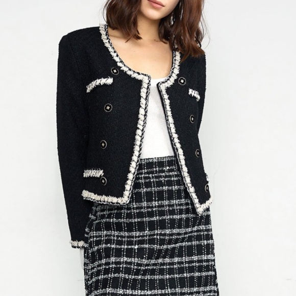 Jacey Black Double Breasted Jacket S/M - Picture 1 of 7